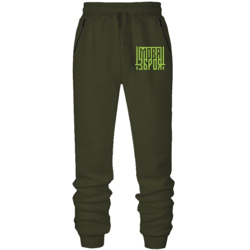 Штаны из футера без начеса с надписью 