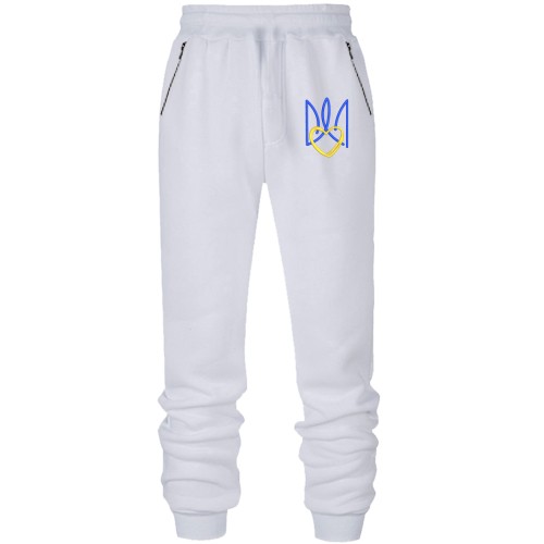 Штаны из футера без начеса с вышитым стилизованным тризубом с сердцем