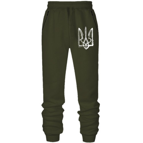 Штани з футера без начісу з тризубом зі штрихами