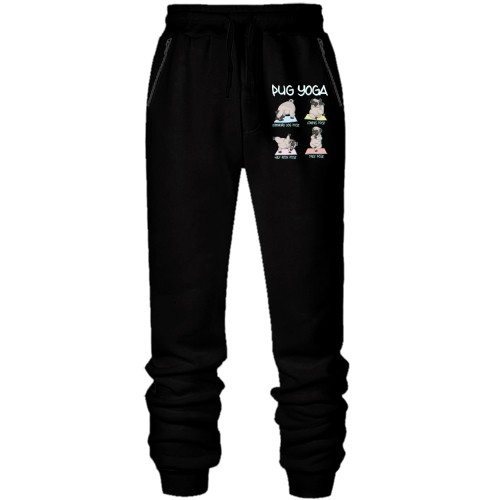 Штаны из футера без начеса Pug Yoga Мопс Йога