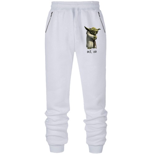 Штаны из футера без начеса с мастером Йодой и надписью 