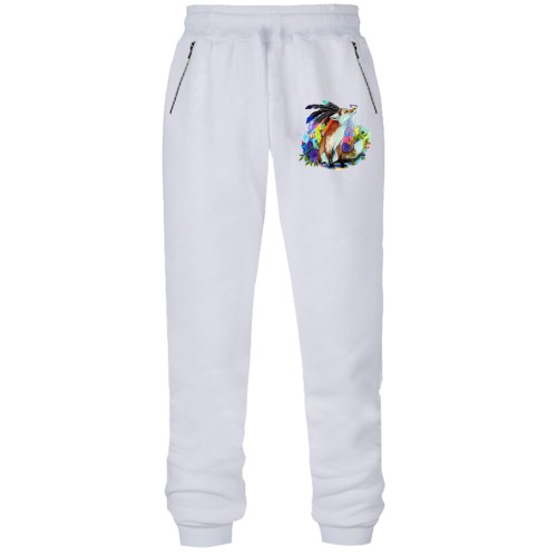 Штани з футера без начісу з лисицею і метеликами