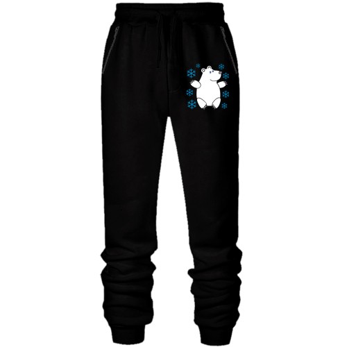 Штани з футера без начісу з білим ведмедем