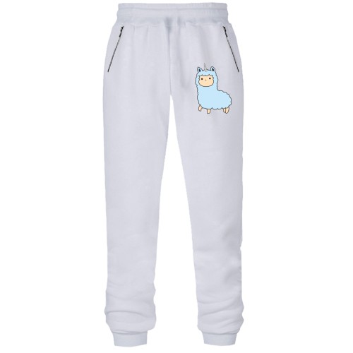 Штаны из футера без начеса с мультяшным единорогом