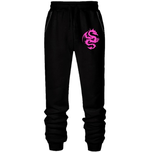 Штани з футера без начісу Рожевий дракон