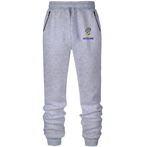 Штаны из футера без начеса с вышивкой Support Ukraine
