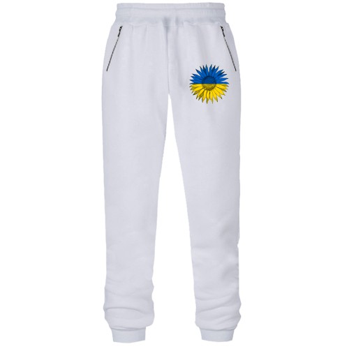 Штани з футера без начісу з патріотичним соняшником