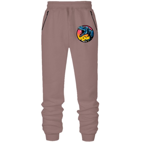 Штаны из футера без начеса с динозавром (Be wild)