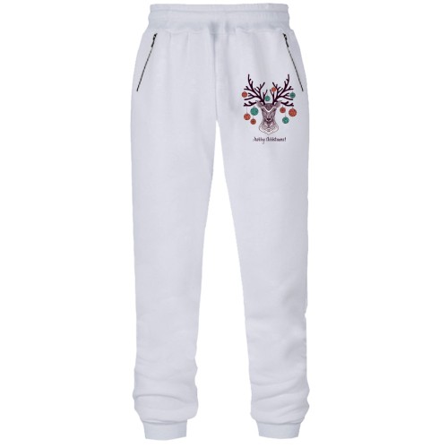 Штани з футера без начісу Merry Christmas Deer