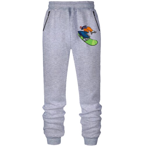 Штани з футера без начісу з ілюстрацією сноубордиста