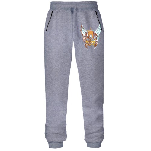 Штани з футера без начісу з котом в красивому шоломі