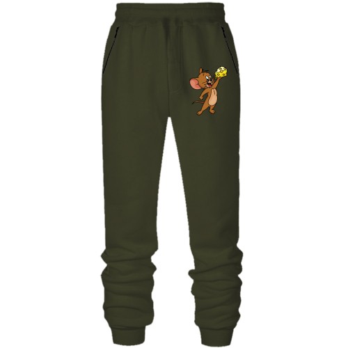 Штаны из футера без начеса с мышонком и сыром