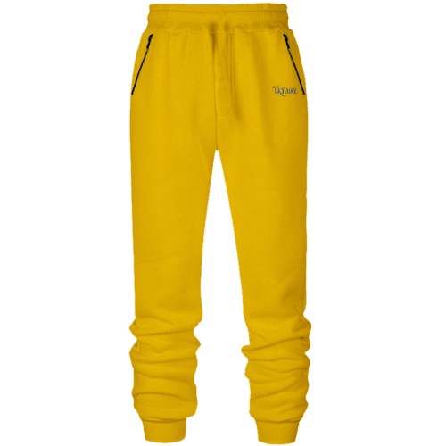 Штани з футера без начісу з маленьким написом Ukraine на грудях