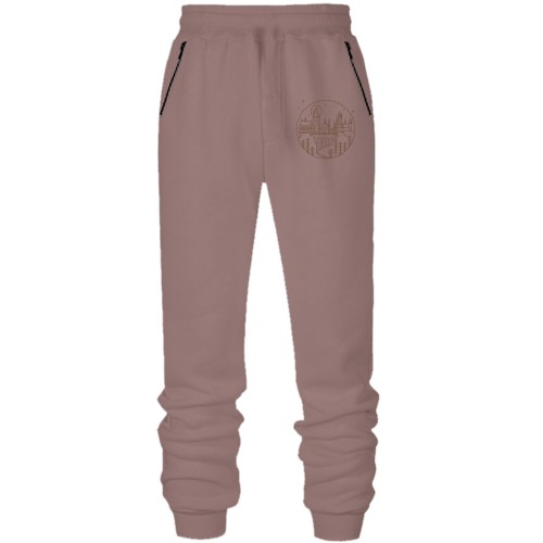 Штаны из футера без начеса с замком Хогвартс из 