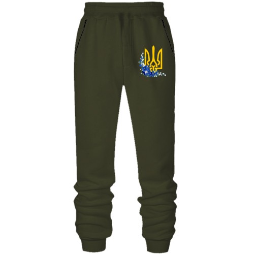 Штаны из футера без начеса с гербом Украины в цветах