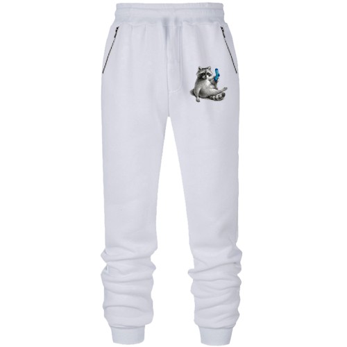 Штаны из футера без начеса Енот с синим носком.