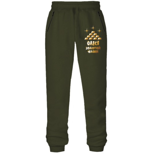 Штаны из футера без начеса с надписью 