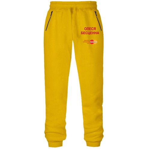 Штаны из футера без начеса с надписью 