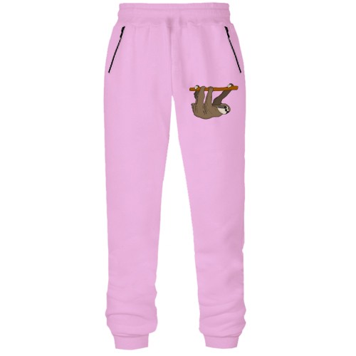 Штаны из футера без начеса с ленивцем на ветке