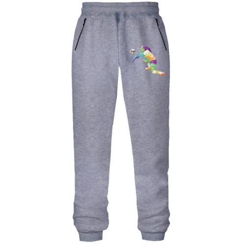 Штани з футера без начісу з волейболісткою