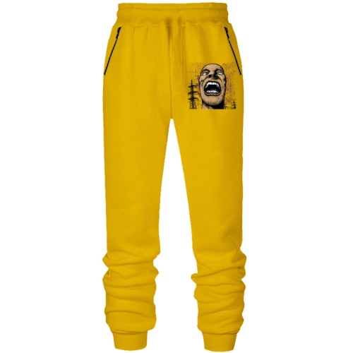 Штаны из футера без начеса с психоделическим мужчиной