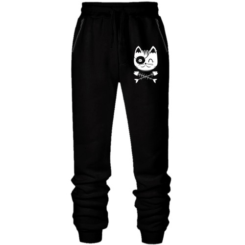 Штани з футера без начісу Кот пірат
