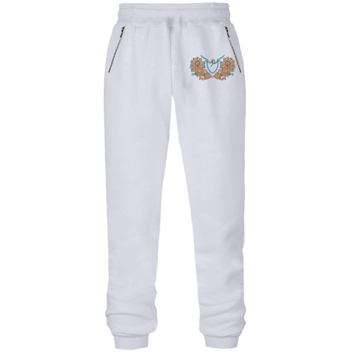 Штани з футера без начісу з комірцем-вишиванкою (3)