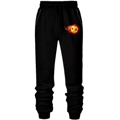 Штаны из футера без начеса с огненным мячом