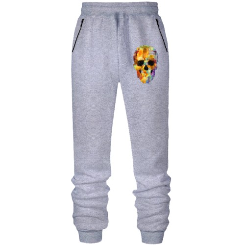 Штаны из футера без начеса Акварельный череп