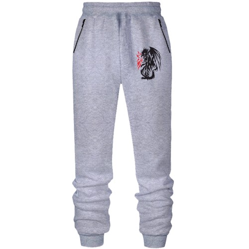 Штани з футера без начісу Дракон і полум'я