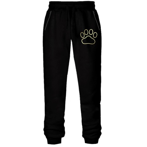 Штаны из футера без начеса с отпечатком лапы