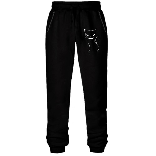 Штани з футера без начісу з силуетом кота