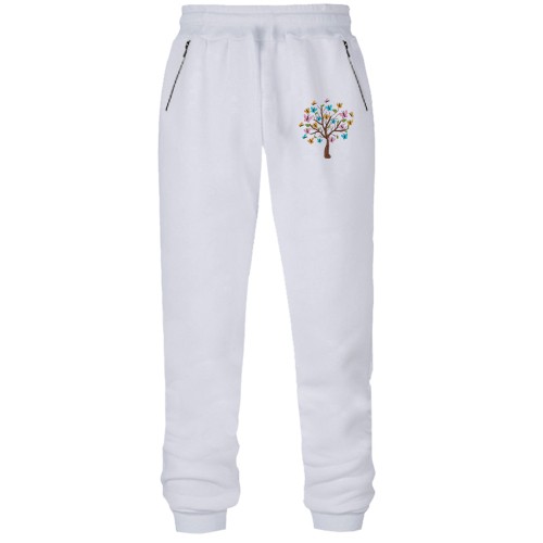 Штани з футера без начісу Дерево з метеликами