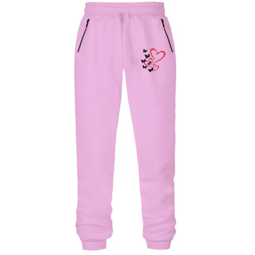 Штани з футера без начісу Серця з метеликами