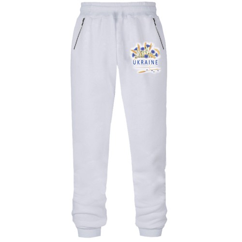 Штани з футера без начісу з квітами Україна