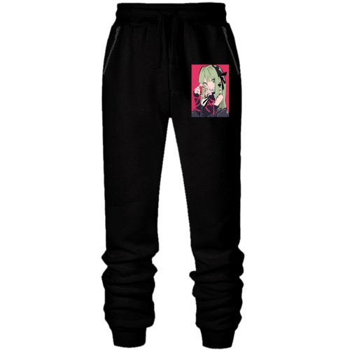 Штани з футера без начісу Blonde girl on pink