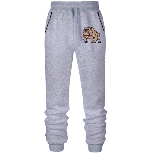 Штаны из футера без начеса со злым бульдогом