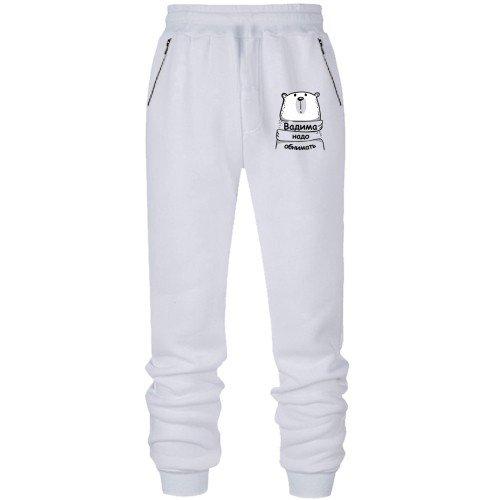 Штаны из футера без начеса с надписью 