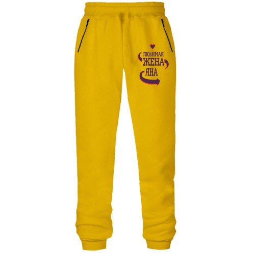 Штаны из футера без начеса с надписью 