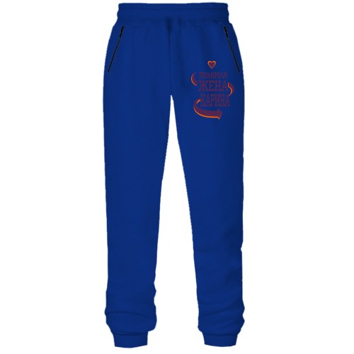 Штаны из футера без начеса с надписью 