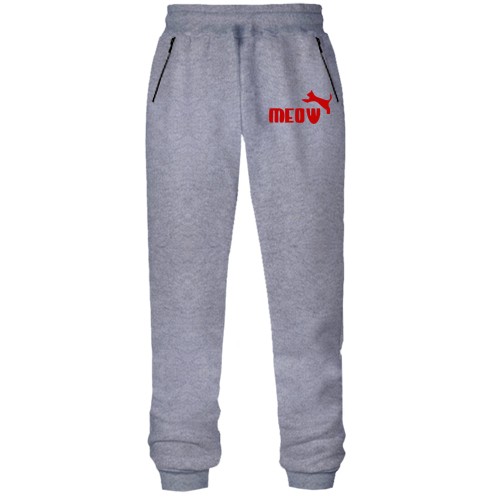 Штаны из футера без начеса с надписью 