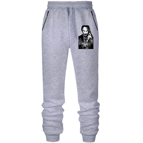 Штани з футера без начісу з Джоном Уіком на тлі міста (Джон Вік)