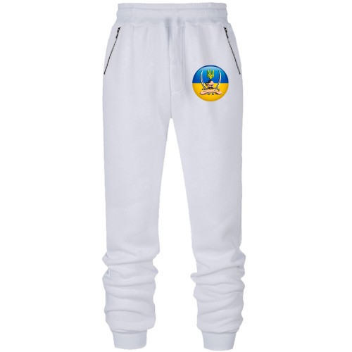 Штани з футера без начісу із зображенням козака з шаблями