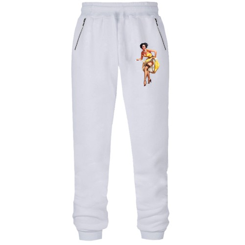 Штани з футера без начісу з Пін ап танцівницею