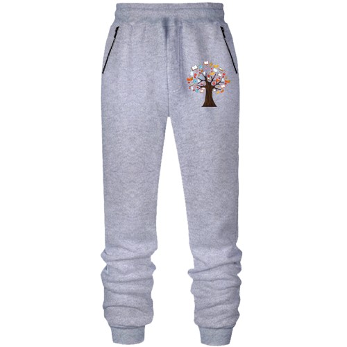 Штани з футера без начісу з древом знань