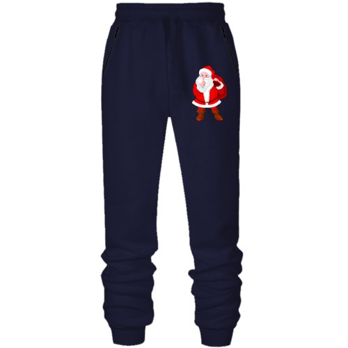 Штани з футера без начісу з Сантою 