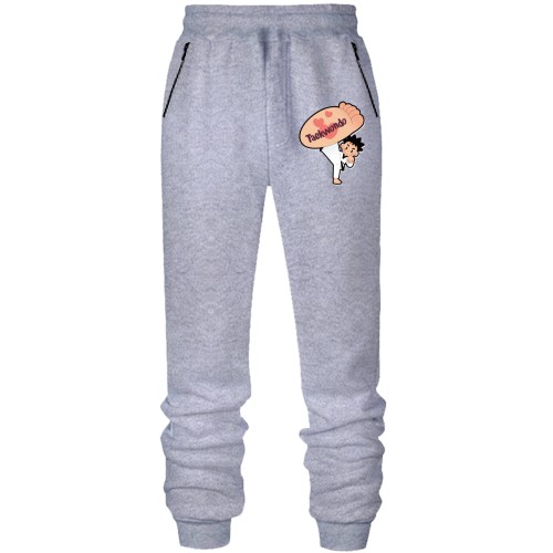 Штаны из футера без начеса с надписью тхэквондо на ступне