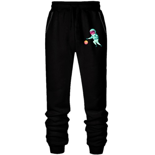 Штани з футера без начісу з космонавтом баскетболістом