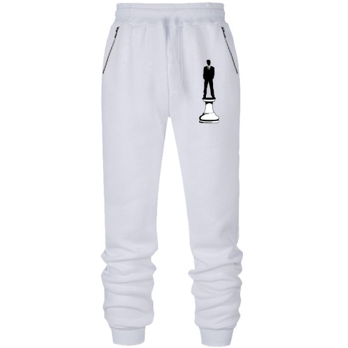 Штани з футера без начісу з людиною на шаховій фігурі