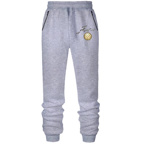 Штани з футера без начісу з волейбольним м'ячем і чайками